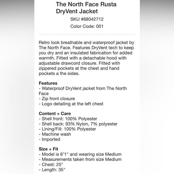 The North Face Rusta DryVent Jacket/ size M - Picture 7 of 11